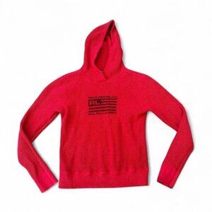 Red Knit Ralph Lauren Polo Hoodie with Flag in excellent condition